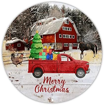 Üdvözlő Táblát, Boldog Karácsonyt Kerek Adóazonosító Jel Farm Kakas, Ló, Vörös Kocsi Alá Közeleg a Karácsony Fal lakberendezés