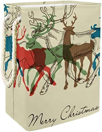 Inhomer Szarvas Minta Karácsonyi Dekorációs 300D Oxford PVC, Vízálló Szennyestartót Nagy Kosárban a Takaró Ruházat, Játékok