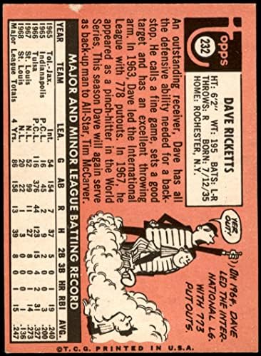 1969 Topps 232 Dave Ricketts St. Louis Cardinals (Baseball Kártya) VG Bíborosok