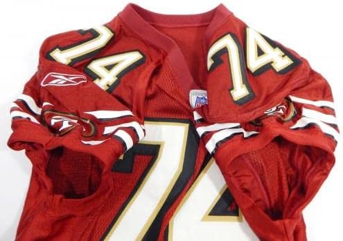 2003-ban a San Francisco 49ers Alonzo Cunningham 74 Játék Kiadott Piros Mez 46 08 - Aláíratlan NFL Játék Használt Mezek