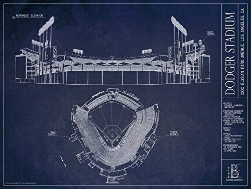 Dodger Stadion Tervrajz Stílus Print (keret nélküli, 18 x 24)